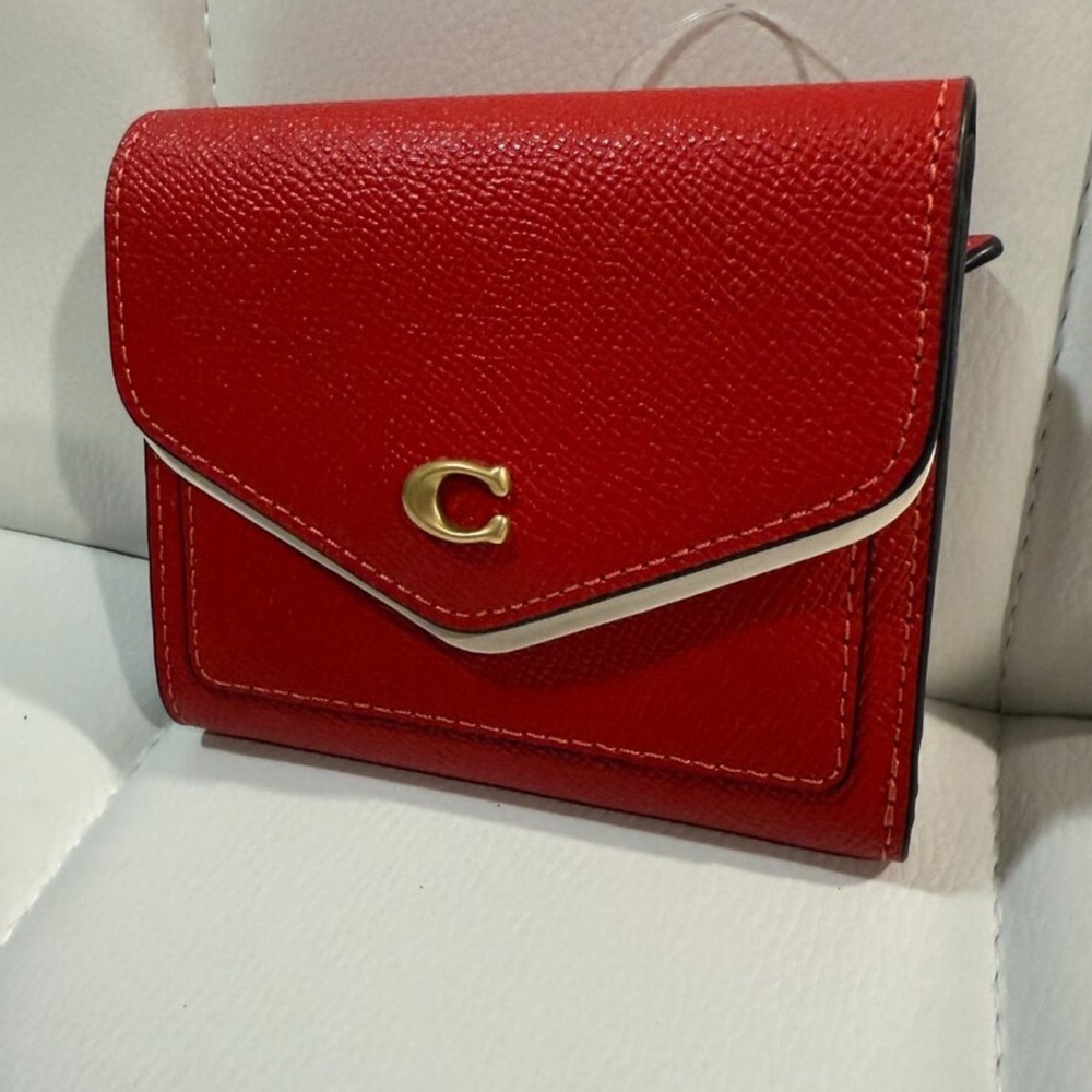 Coach Red Leather Wallet with Gold Accent